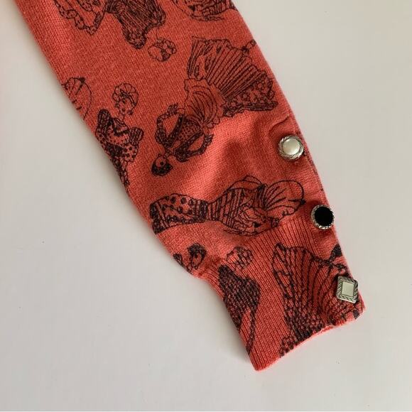 Twelve by Twelve Coral Pink and Black Fashionista Women Print Cardigan Medium - Picture 5 of 12